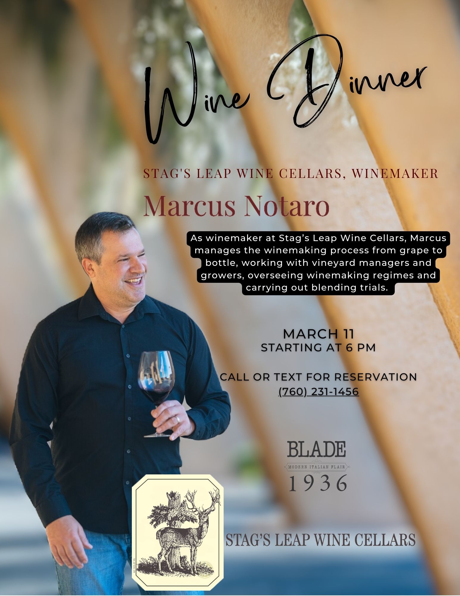 Stag's Leap Cellars Wine Dinner - March 11, 2025 | Oceanside, CA