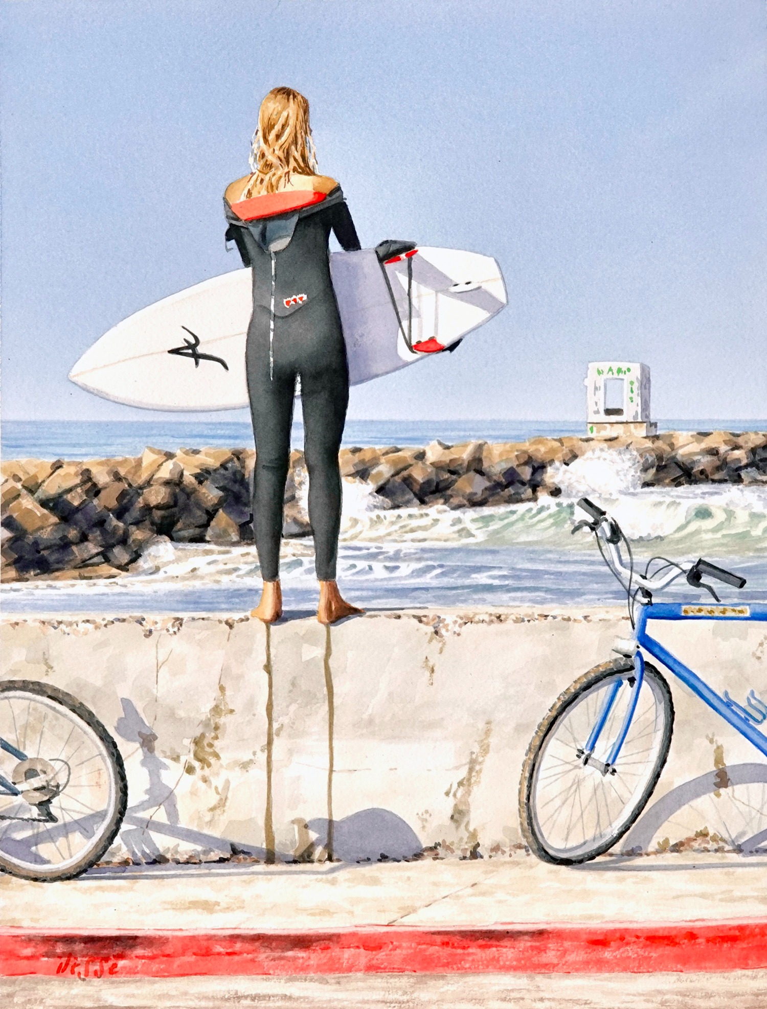 Jan Wurm, Surfers, 2007. Conte crayon, oil paint, and charcoal, 22 30 in