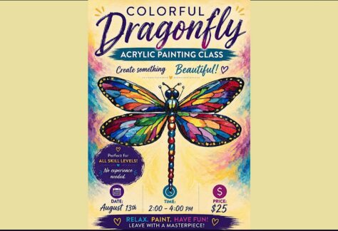 Colorful Dragonfly Acrylic Painting Lessons at the Oceanside Art Collective