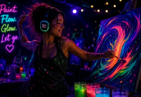 Silent Disco Neon Glow Paint Experience at Oceanside Art Collective